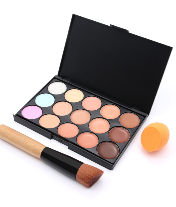 15color Concealer Palette, Makeup Brush and Sponge (11140)