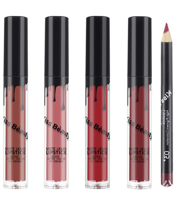 Kiss Beauty Σετ 2 τεμαχίων Matte Lip Gloss και Μολύβι Χειλιών (Beauty 11396)