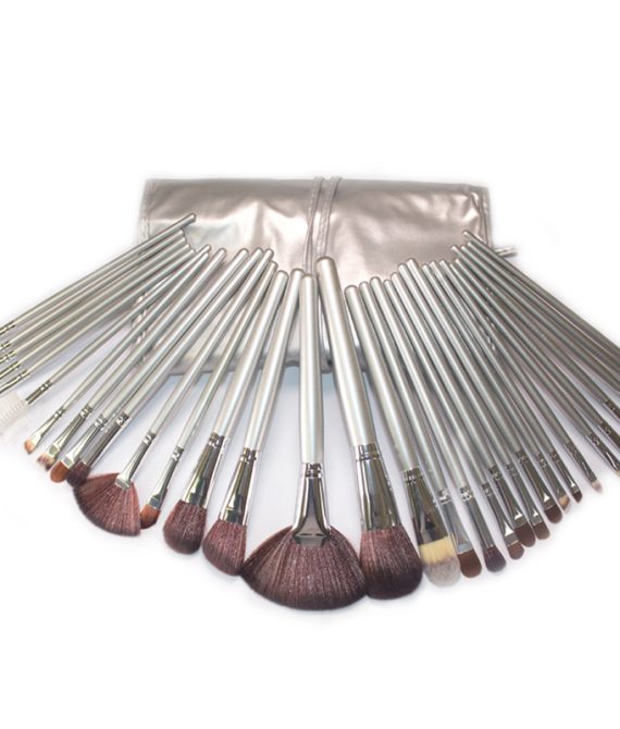 32 Ασημί Πινέλα Μακιγιάζ με Θήκη Beautyware
