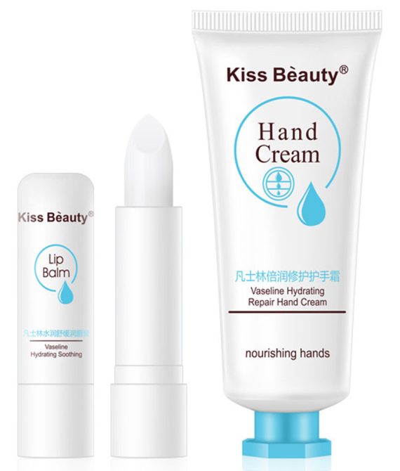KISS BEAUTY Σετ Ενυδατική Κρέμα Χεριών με Βαζελίνη & Lip Balm 40ml by La Meila