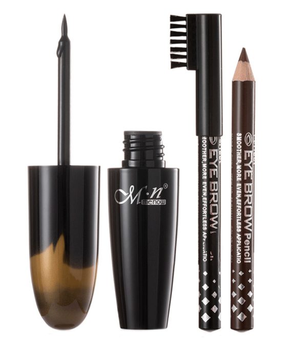 MENOW Υγρό Eyeliner με Σκληρό Άκρο σε Συσκευασία Καψουλας 6.5g + 2 μολύβια φρυδιών 2g by La Meila