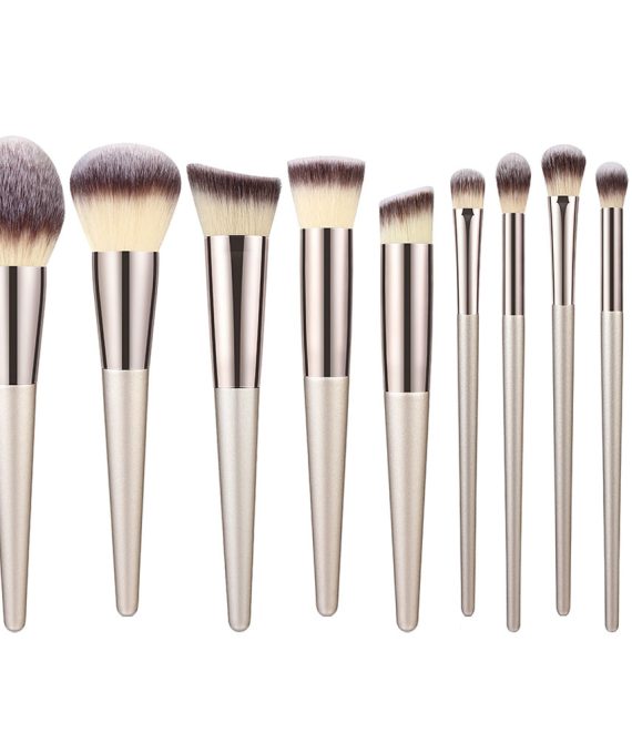 10 Πινέλα Μακιγιάζ και Contouring με Ξύλινες Λαβές